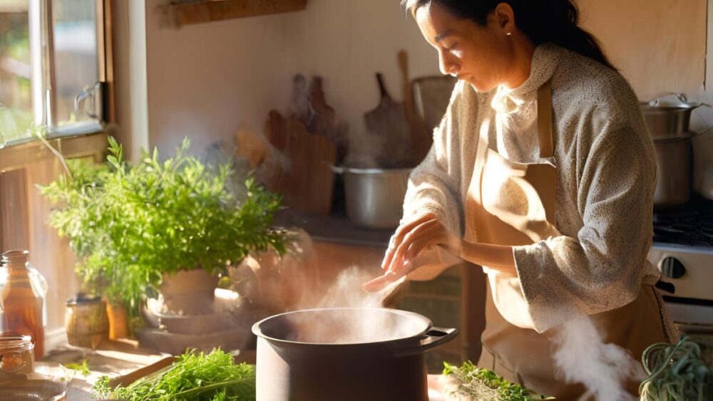 ハーブティーの淹れ方煎じる